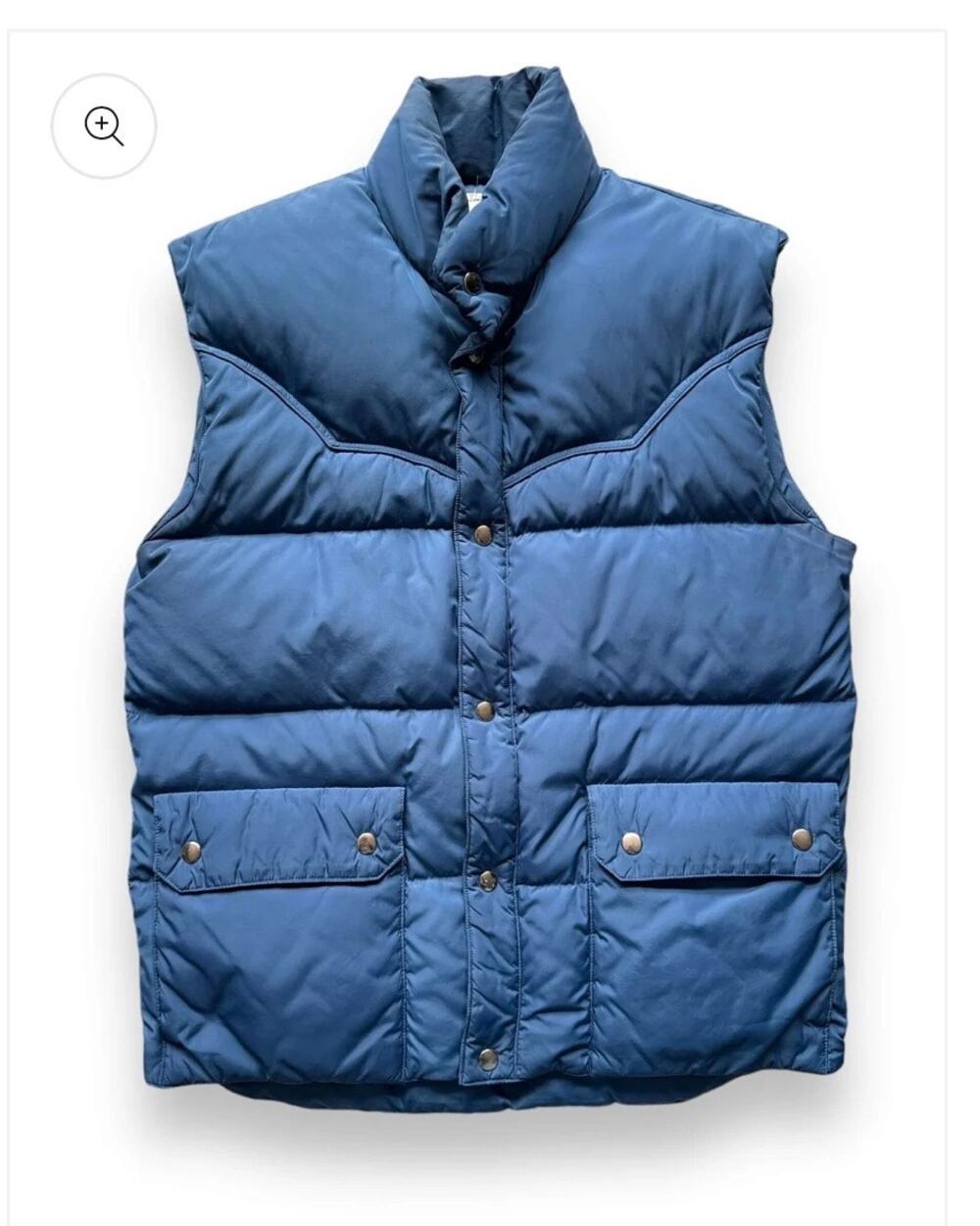 Vtg Rainer Sportswear Vest/Down-Men Sz L-Blue-Nylon-Zip/Snap-2 Pkts/Flaps-1103